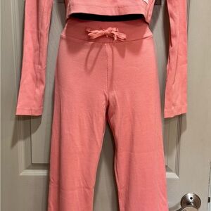 ADIDAS Slim Fit Ribbed Flare Leg Pants Sz XS & Matching Long Sleeve Top Sz S NWT